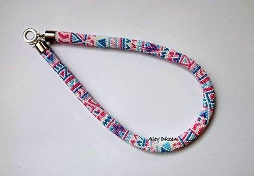 Aztec Design Bead Crochet Necklace - Tribal Design Beaded Necklace - Beadwork Necklace - Bead Crochet Necklace