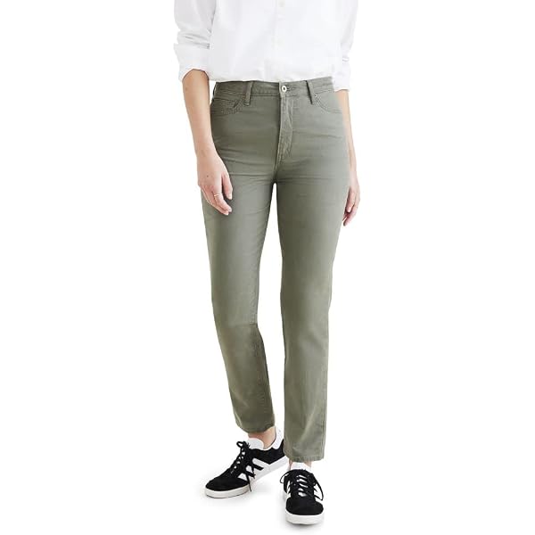 Dockers Women's Straight Fit High Rise Weekend Chino Pants, (New) Egret, 25  at Amazon Women's Clothing store