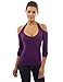 PattyBoutik Women's Halter Cut Out Shoulder Long Sleeve Top (Bright Purple S)