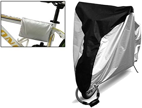 Gear Bike Cover, Outdoor Waterproof UV Protective Breathable Bicycle Cover, Extra Heavy Duty for Mountain Bike, Road Bike (Silver)