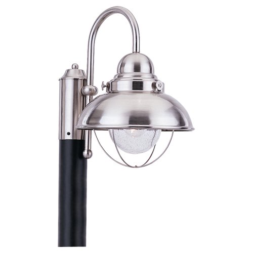 Sea Gull Lighting 8269-98 Outdoor Post Mount with Clear SeededÂ Glass Shades, Brushed Stainless Finish