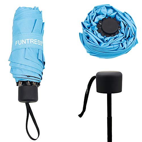 FUNTRESS Windproof Compact Travel Umbrella sun&rain mini Umbrellas-Lightweight (Blue Sky)