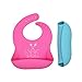 Baby Bibs made of Waterproof Silicone for girls and boys - rinses clean easily - by Mom n Dad Designs - An easier mealtime with toddlers & babies (Blue & Pink)