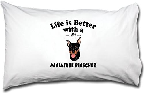 MINIATURE PINSCHER DOG Life is Better Bed Single Pillow Case RENJUNDUN