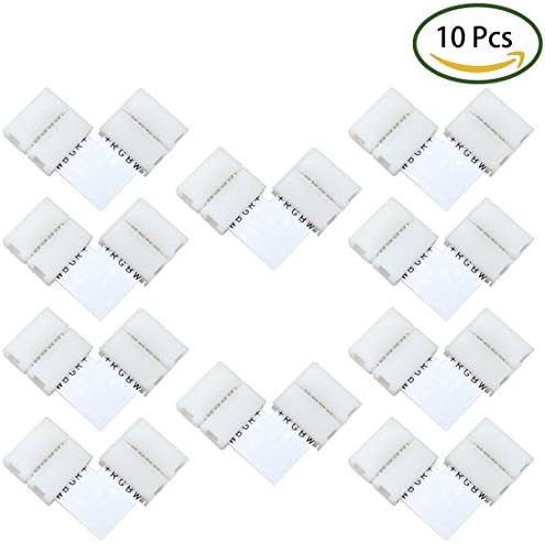 Liwinting 10pcs 5 Pin L Shape RGBW LED Strip Connector Splitter Right Angle Corner or 90Degree Connector for 10mm Wide SMD 5050 RGBW/RGBWW LED Strip Lights LED Ribbon Lights LED Strip to Strip Adapter