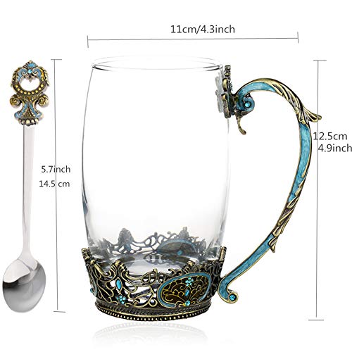 Tea Cup Coffee Mug Cups, Classical Glass Tea Cup, Unique Personalized Birthday Present Ideas for Women Grandma Mom Teachers Hot Beverages 13OZ - Thumbnail 3
