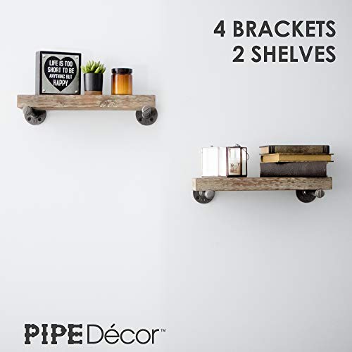 2 Rustic+Decor+Industrial+Shelf+Brackets