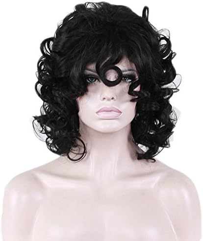 Afro Girls Loose Curly Black Medium Long Wig Wavy Hair Natural Real For Black Women