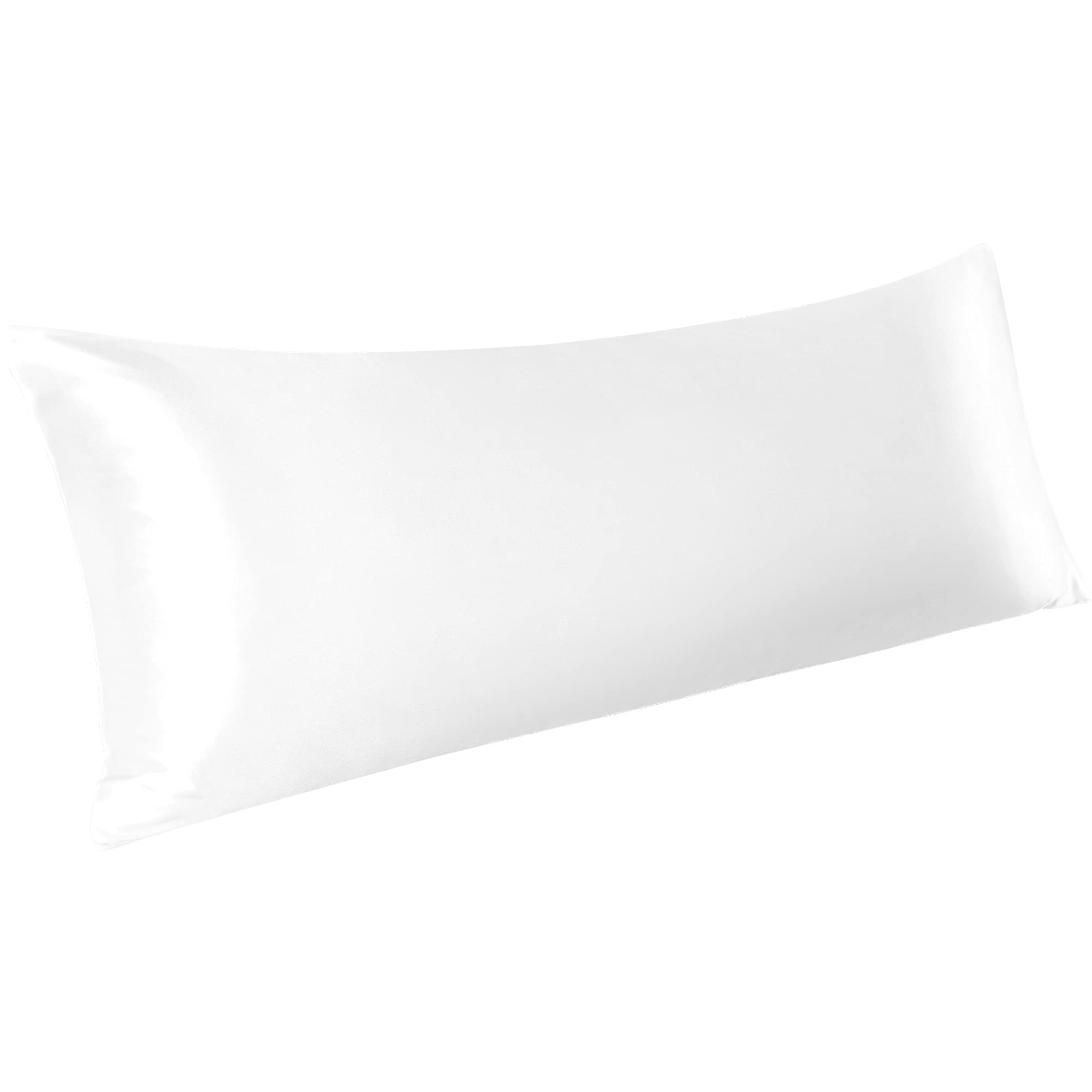 PiccoCasa 1 PC Satin Body Pillowcases for Hair and Skin, Luxury Silky Pillow Cover Luxury Long Satin Pillow Cases with Envelope Closure White 20"x48" (4ft)