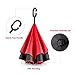 Tooge Upside Down Umbrella Windproof, Double Layer Inverted Umbrella Waterproof for Car Rain Outdoor with C-Shaped Handle (Red + Red)
