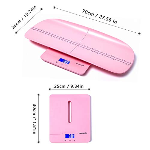 Hochoice Baby Scale Digital Pet Scale Multi-Function High Precision Electronic Scale, Infant Scale with Hold Function, 220 Pounds (lbs) Capacity, Accurate to 10g,Height Measurement Range 46-60cm-Pink