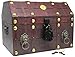 Well Pack Box Treasure Chest Pirate 13x 9X 9 Lock Skeleton Keys Doubloon Accents in Antique Cherry Stain (Large)