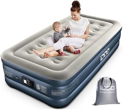 iDOO Single Air Bed with Built-In Pump 188x99x38cm 249kg Max