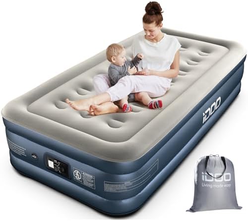 iDOO Single Air Bed with Built-In Pump 188x99x38cm 249kg Max
