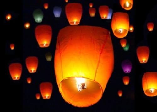 50 Multi Color Paper Chinese Sky Fire Lanterns Wishing Flying Candle Lamp