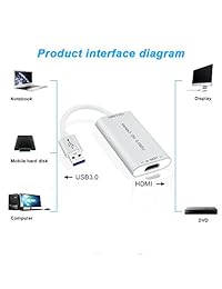 Tarjeta de captura DIWUER 4K HDMI a USB 3.0 Video Capture Device, 1080P HD 60fps Broadcast Live and Grord Video Audio Grabber for Xbox One PS4 Wii U Nintendo Switch PC
