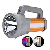 High Powered Super Bright Rechargeable LED Spotlight Flashlight 6000 Lumens Handheld CREE Searchlight Large Battery 10000Mah Waterproof Torch,Side Floodlight Work Light Camping Lantern Charge Phone