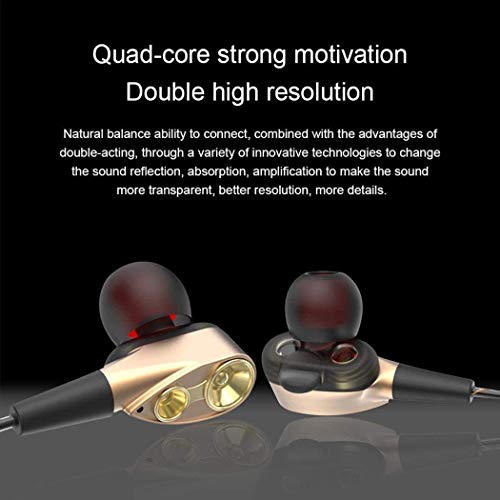 Dual Bass Speakers Earphones HiFi Headset Earbuds in-Ear Headphones Built in Microphone for Laptops, Desktop PC Computers, Samsung iPhone Mobile Phones and Other 3.5mm Jack Support Audio Devices EP801
