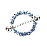 Maggie 1 Pair Chic Surgical Steel Crystal Sunflower Nipple Bar Ring Shield Barbell Body Jewelry