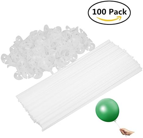 Plastic Balloon Sticks Holders with Cups Child Safety for Birthday Holidays Anniversary Carnival Party Favor White 100 sets