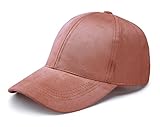 JOOWEN 6 Panel Faux Suede Leather Classic Adjustable Plain Hat Baseball Cap (Blush)