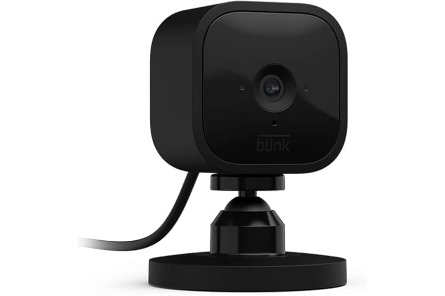 Blink Mini - Compact indoor plug-in smart security camera, 1080p HD video, night vision, motion detection, two-way audio, easy set up, Works with Alexa – 1 camera (Black)