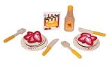 Hape Pancake Breakfast with Strawberries and Syrup Wooden Play Kitchen Food Set and Accessories