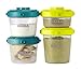 BEABA Clip Containers, Set of 6, 2oz & 4 oz for snacks and baby food, Peacock