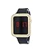 Techno Pave Iced Out Lab Simulated Diamond Square Gold Plated Digital Touch Screen Sports Watch with Black Silicone Band