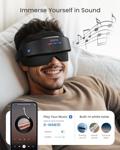 RENPHO Head and Eye Massager with Heat, Massager for Forehead, Back and Temple, Variation and Bluetooth Music, Eye Massager, Strained Eyes, Gifts for Women