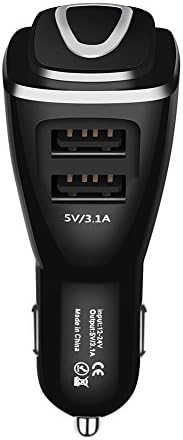 Dual USB Car Charger Wireless Portable Bluetooth 4.1 Car Adapter with Noise Cancelling bluetooth headphones and USB charging ports for Business Black