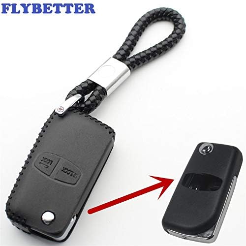 Fricgore - 1Pc Car Key Cover_ Leather 2Button Flip Remote Key Case Cover For Mitsubishi Pajero/Grandis/Outlander/Lancer-EX L146 - (Color Name:Red)
