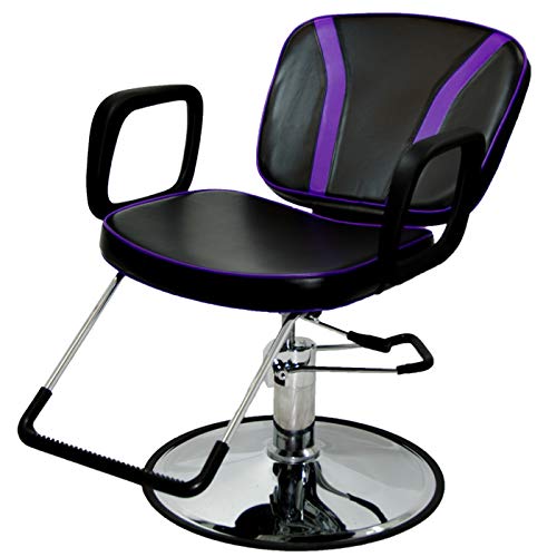 LCL Beauty Black with Purple Accent Reclining Hydraulic All Purpose Cutting & Shampoo Barber Salon Chair Beauty Spa Equipment - Thumbnail 2