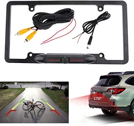 CMOS Waterproof Car License Plate Frame Rear View Camera 170 Degree Night Vision Parking Reversing Assistance Wide Angle with 8 LED