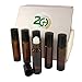 GreenHealth Aromatherapy - Amber Glass Bottle with Roll On Applicator and Black Cap - 10 ml - Package of 6
