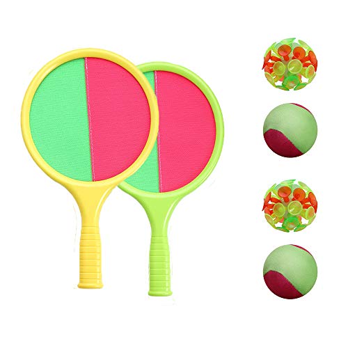 TOCO FREIDO (New Version) Toss and Catch Ball Set for Kids- Self Stick Paddle Game with 2 Rackets, 1 Plush Balls & 1 Adsorption Ball and 1 Gift Box for Children