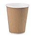 NYHI Pack of 100 8 oz Paper Cups with lids Coffee Cups Disposable BPA Free Insulated Ripple Kraft Paper Cups To go Cups for Hot or Cold Drinks Office Home Canteen Party Travel (Brown)