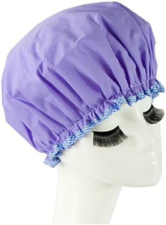 Huachnet Waterproof Double Layers Women's Shower Hat Shower Caps Spa Bathing Caps (Pure Light Purple)