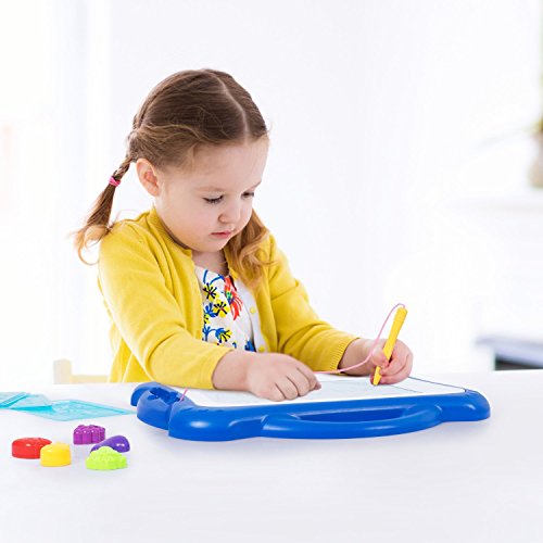 Large Magnetic Drawing Board, 16.5X13.2 Erasable Non-Toxic Magna Doodles Drawing Sketching Pad Tablet,Set with 5 Stamps 6 Sketch Boards and Album for Toddlers Kids Girls Boys, Blue - Thumbnail 5