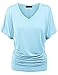 Made By Johnny MBJ WT1037 V Neck Short Sleeve Dolman Top with Side Shirring XXL Aqua