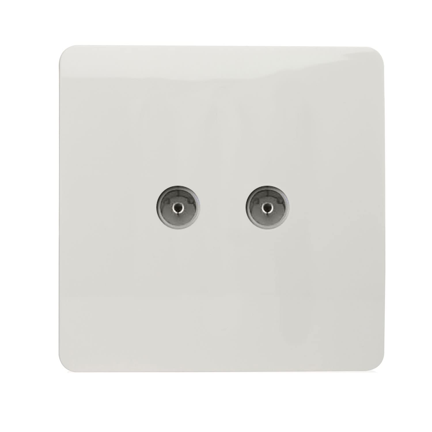 Trendi Artistic Modern Glossy Tactile 2 Gang TV Socket White ART-2TVSWH