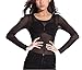 FUNOC Womens Sexy Long Sleeve See Through Mesh Tops Blouse Tee Shirt Black … (S)