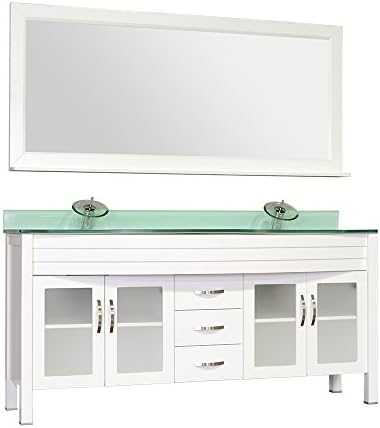 Alya Bath AW-082-72-W-NT Elite Double Modern Bathroom Vanity, White, 72"
