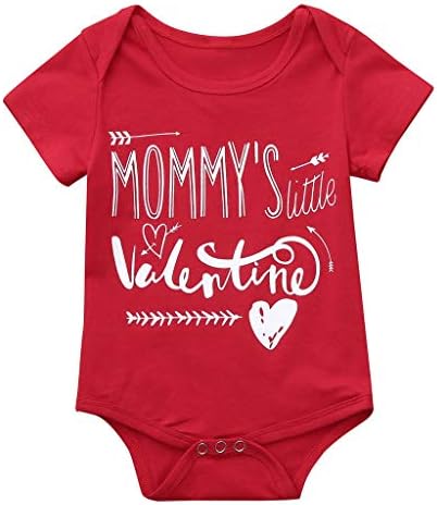Mummy's Little Valentine Funny Baby Outfit Boys Girls Valentines Day Baby Letter Printed Jumpsuit Romper Suit Onesie 3M-24M by Coverhome