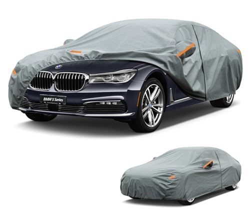 Kayme Car Cover Durable, Waterproof and Breathable, Suitable for BMW 5 Series Sedan, Full Garage Tarpaulin to Protect from Sun and Dust, Car Tarpaulin, Folding Garage Guda