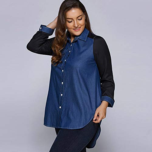 Keliay Bargain Women Casual Stitching Plus Size Top T Shirt Ladies Loose Long Sleeve Top Blouse