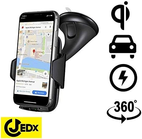 JEDx ABS Adjustable Fast Car Charger Mount, Wireless Air Vent Phone Holder Applicable for all iPhone X (Black)