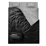 Goplus Double Sleeping Bag Waterproof Portable 2 Person Sleeping Bags with 2 Pillows & Carrying Bag, Queen Size XL 3-4 Season for Adults Teens Camping Traveling Hiking Outdoor Activities