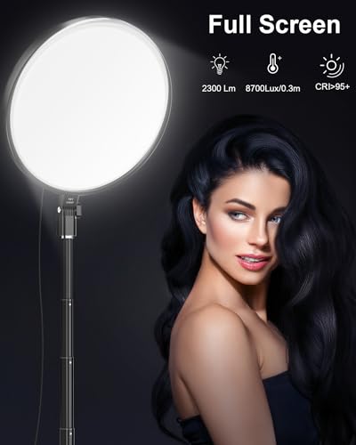 Tobeape 13" Ring Light with 79" Extendable Stand, 2700-6500K Dimmable Photography Light with Remote & Phone Holder, LED Full-Screen Circle Round Soft Light for Selfie/Makeup/Tiktok/YouTube/Vlogging
