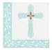 Religious Paper Napkins with Cross Design (White, Aqua, 6.5 x 6.5 In, 150 Pk)